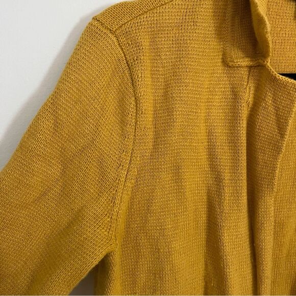 Talbots Wool Blend Open Front Mustard Pocketed Knit Coatigan - Picture 6 of 8